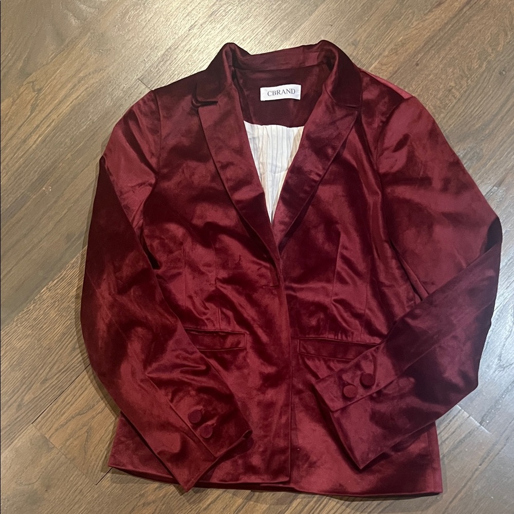 Chic Burgundy Velvet Blazer for Women